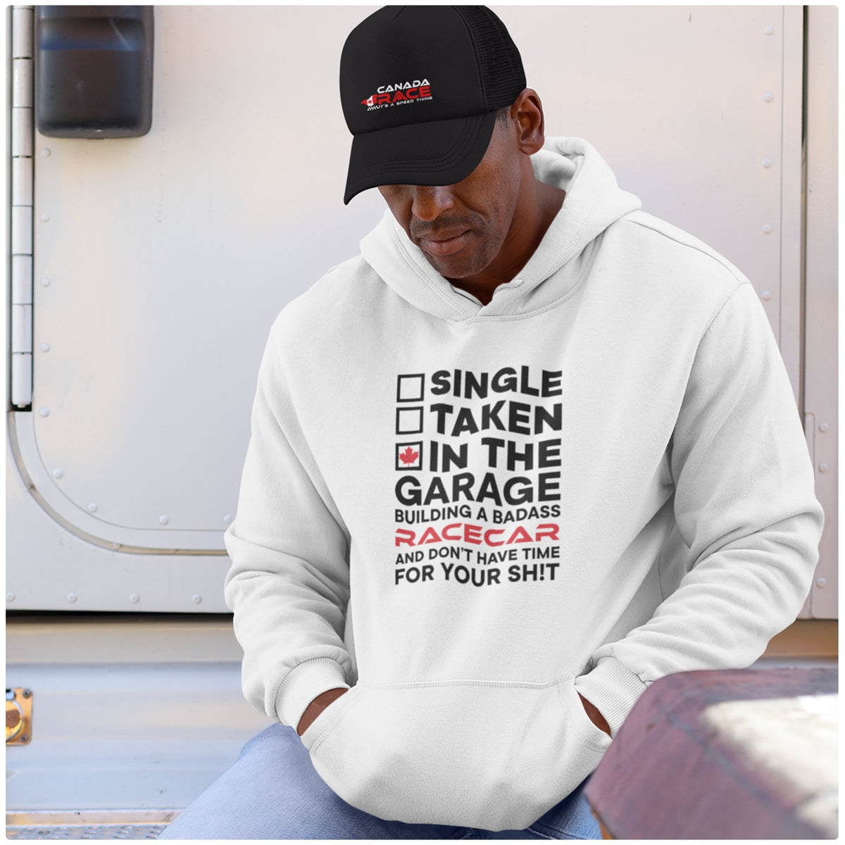 Single Taken In the Garage Building a Race Car Hoodie Canada Race